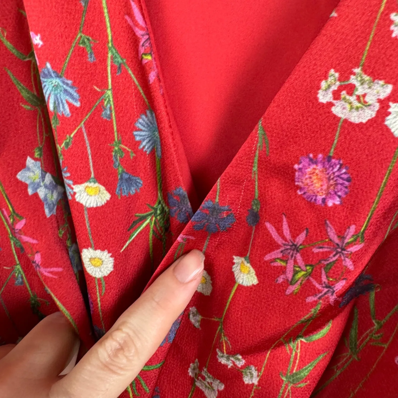 Keepsake Floral Wrap Blouse Size‎ XL Red Long Sleeve Peplum Romantic Feminine - Image 7