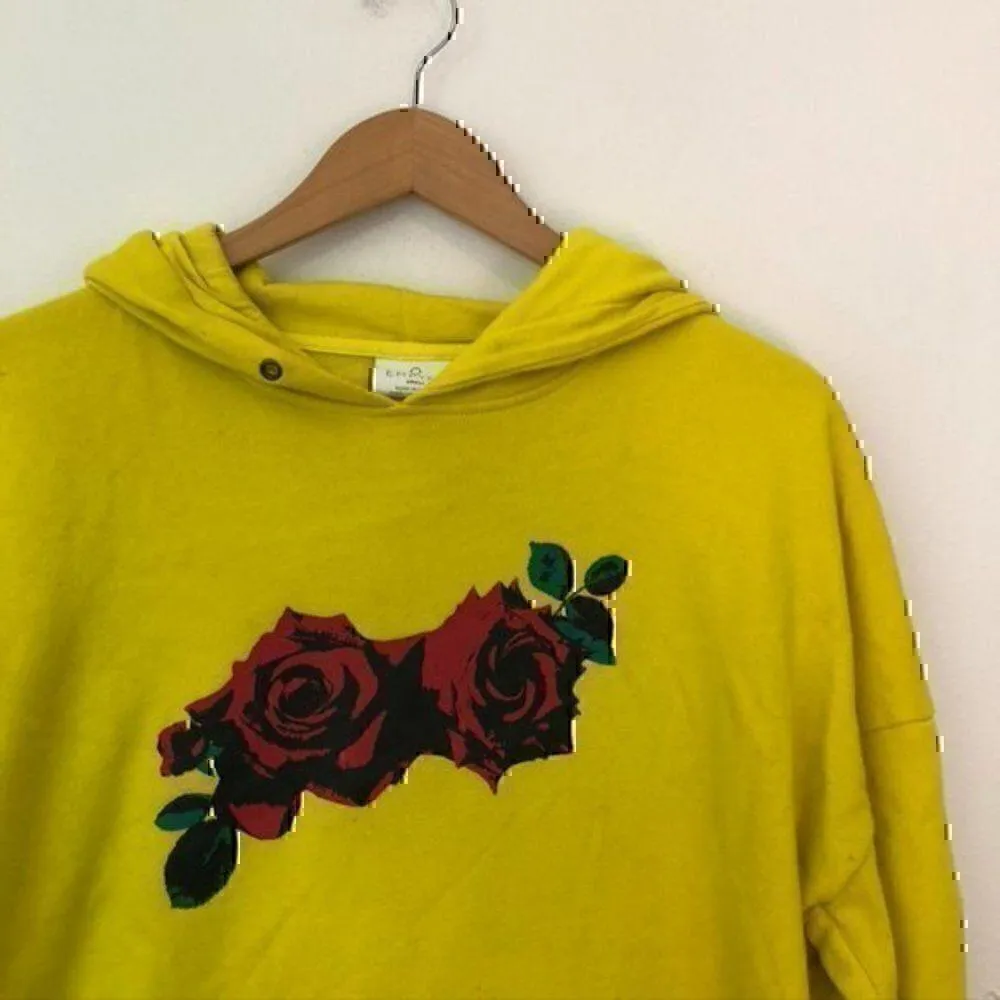 EMPYRE Freida Over You Rose Hoodie Yellow Red Floral Fleece Sweatshirt Small S - Image 3