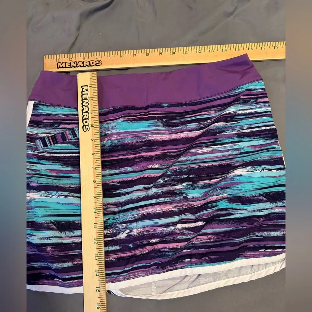 Athleta Swift Zip Skort Women Purple Brush Stripe Pickleball Golf Active Size 12 - Image 7