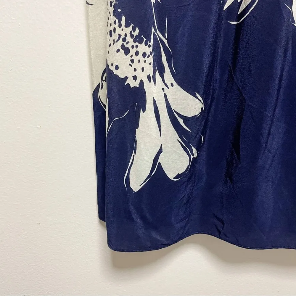 Vintage Carlisle 100% Silk Blue Cream Floral Knee Length Dress - Image 3