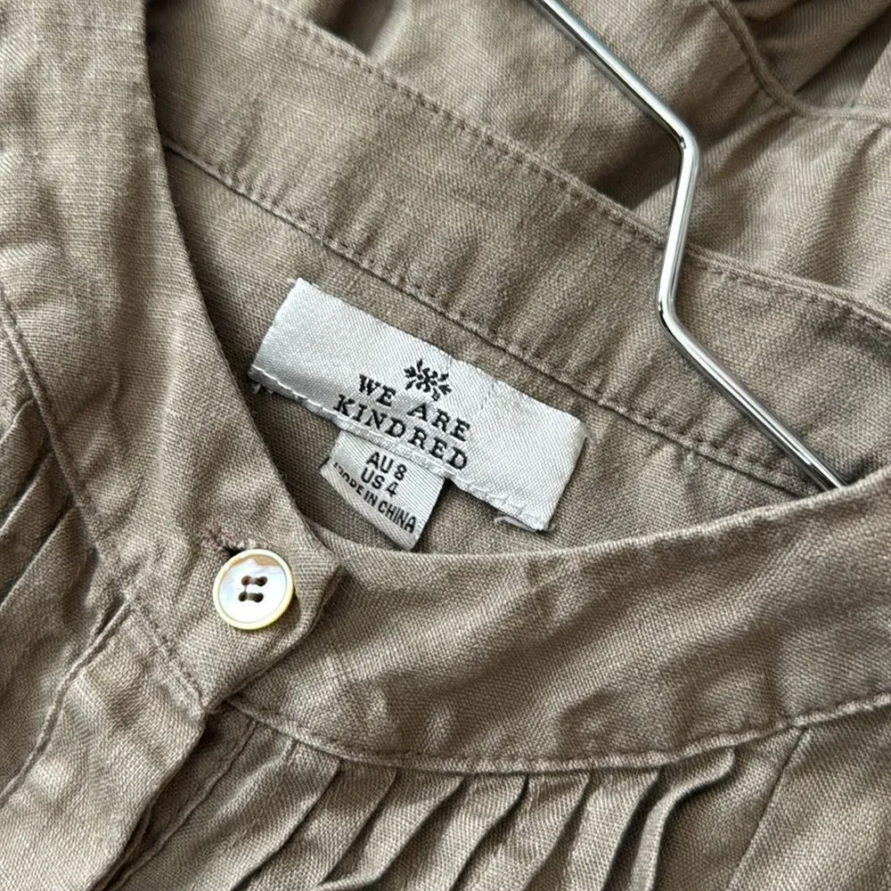 WE ARE KINDRED Madeline Linen Mini Dress 4 olive Green - Image 3