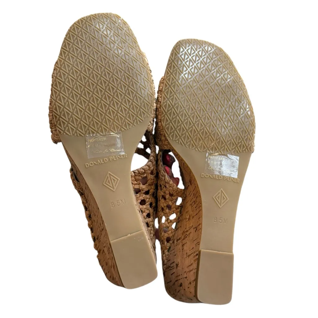Donald J. Pliner Women’s 8.5 Parisaspe3 Cork Wedge Mediterranean Sandals Tan New - Image 5