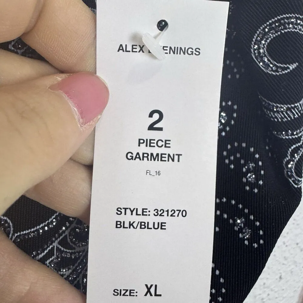 Vintage Alex Evenings Paisley Glittered Tank Top Size XL Black Purple Grunge Y2K - Image 6