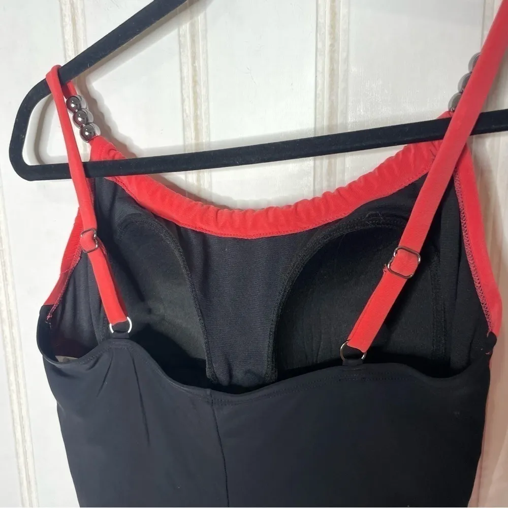 AQUA GREEN Stylish Pink/Black Shirred One Piece Swimsuit 765 - Image 10