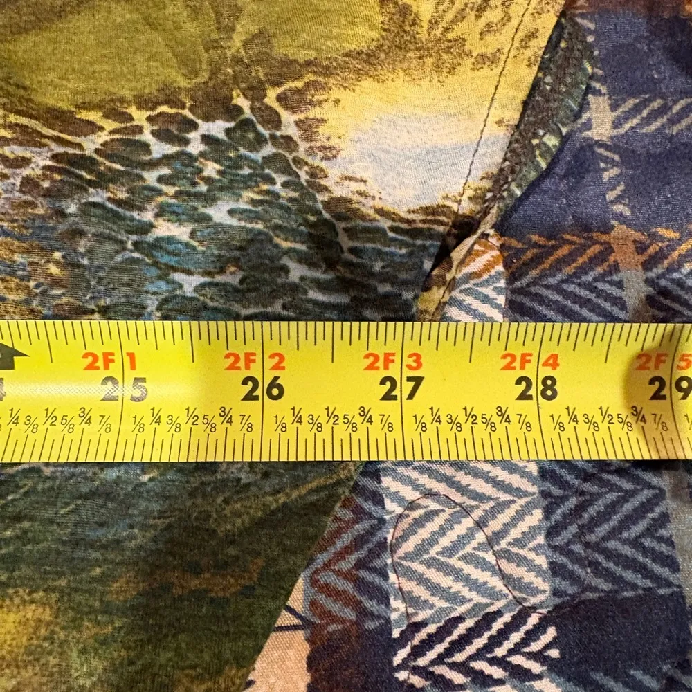 IZOD Green/brown/yellow/ blue Animal print Blouse Peasant Style women’s S/P - Image 5