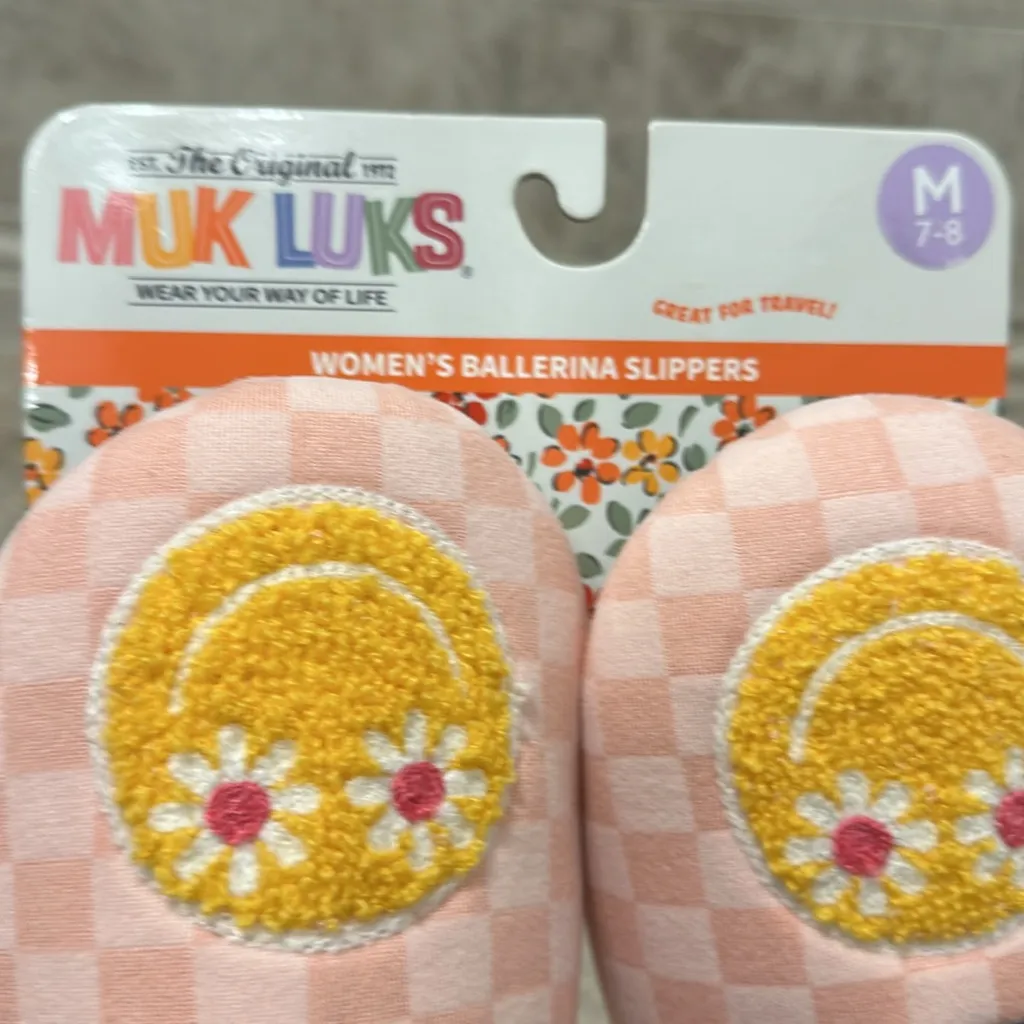Muk Luks Ballerina Slippers NEW Peach Smile Size 7 - Image 9
