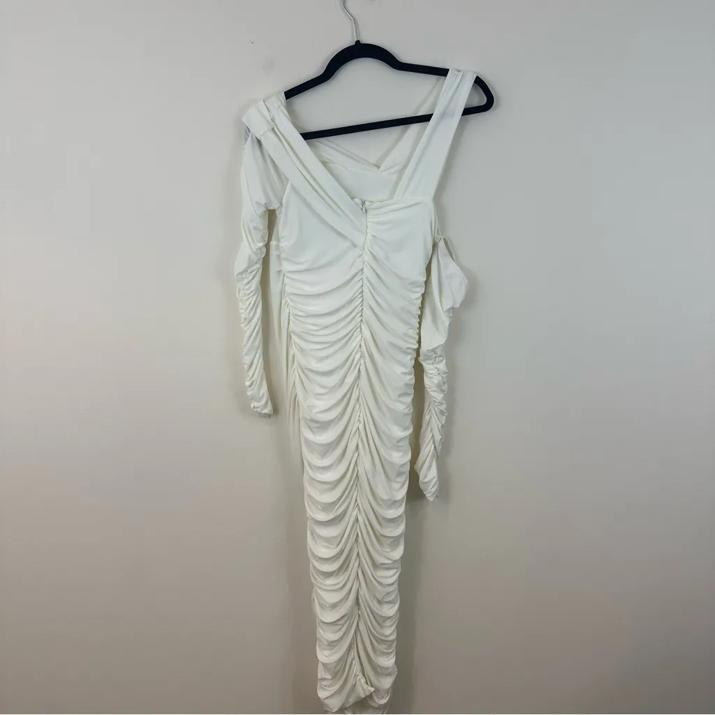 Club L London White Ruched Maternity Midi Dress Size 6 Women's - Image 7