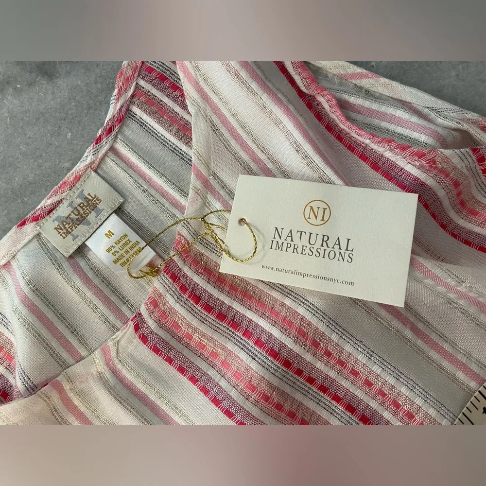 NWT Natural Impressions Size M Pink Metallic Sleeveless Slit Hem Midi Dress White Size M - Image 7