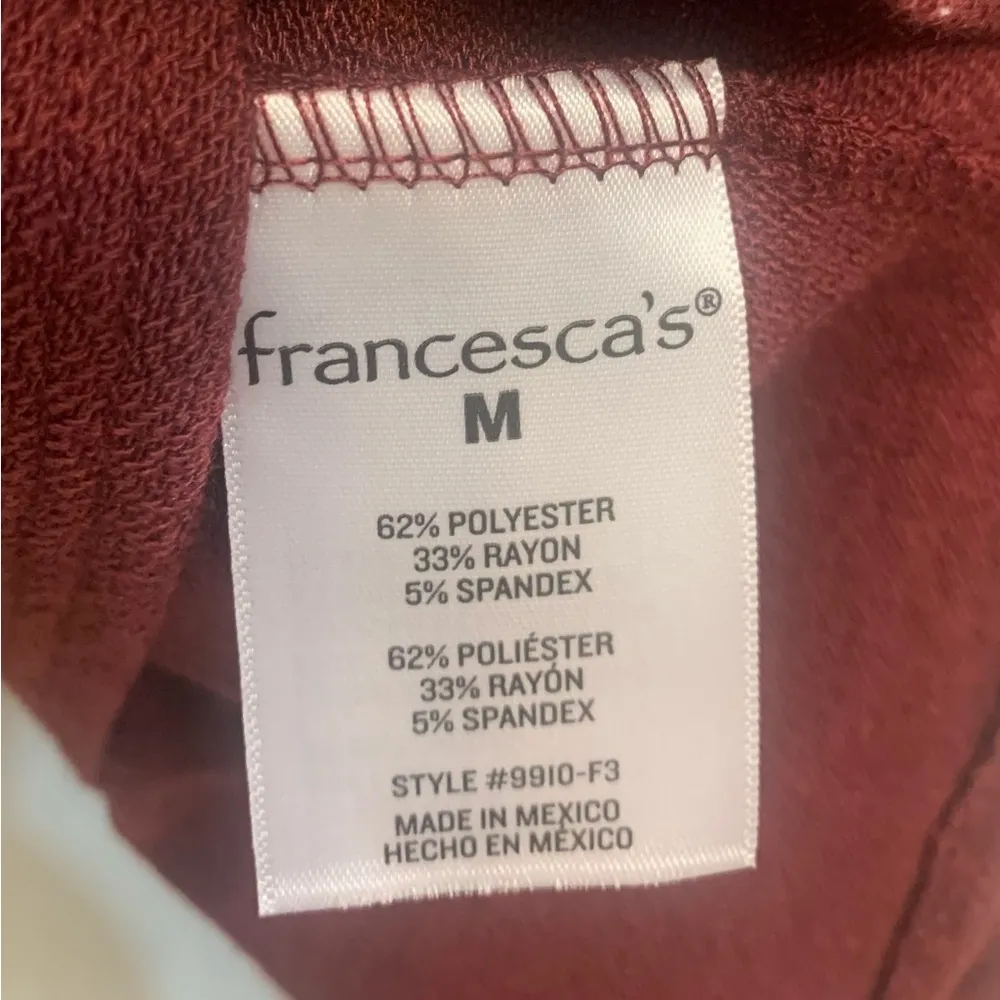 NWOT Francesca’s Blue Rain Maroon Medium BoHo Blouse 1308 Red - Image 6