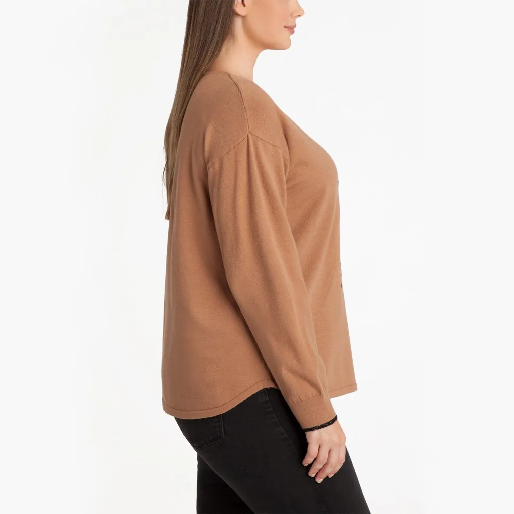 NWT ADYSON PARKER Jacquard Pullover Sweater In Cozy Camel Combo - Image 3