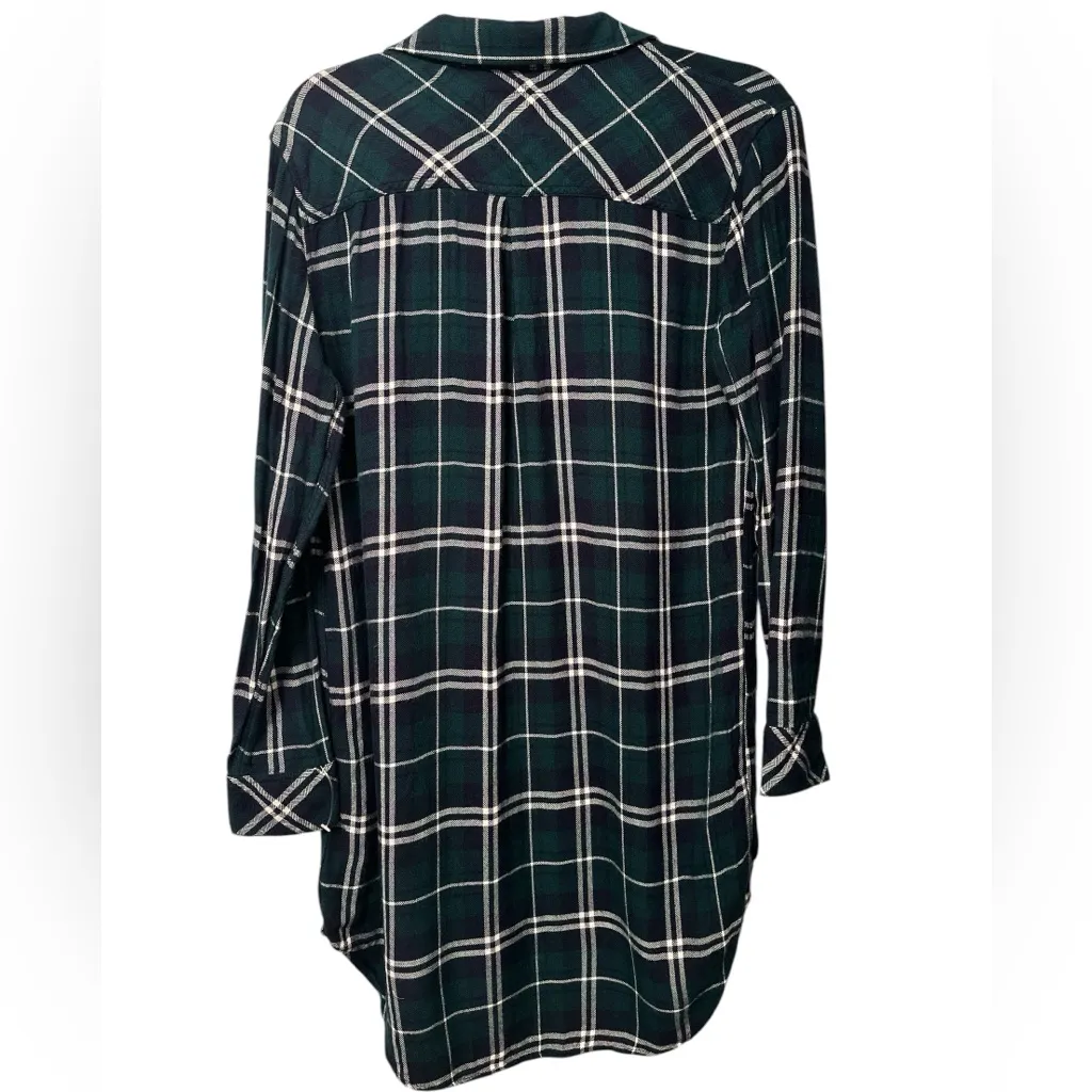 RAILS BIANCA BUTTON DOWN GREEN BLUE PLAID TUNIC FLANNEL SHIRT-DRESS S - Image 4
