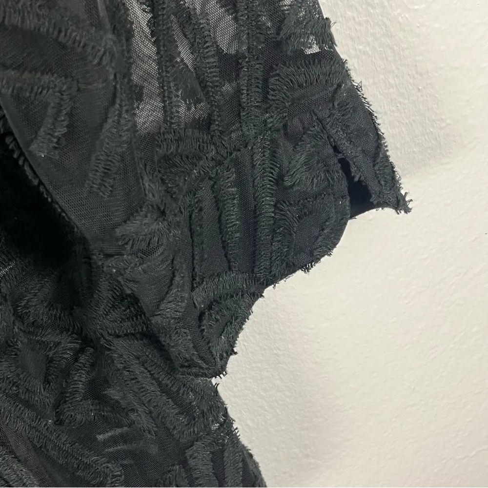 ALI MILES Black Sheer Lace Topper Button Closure Jacket, Size XL - Image 10