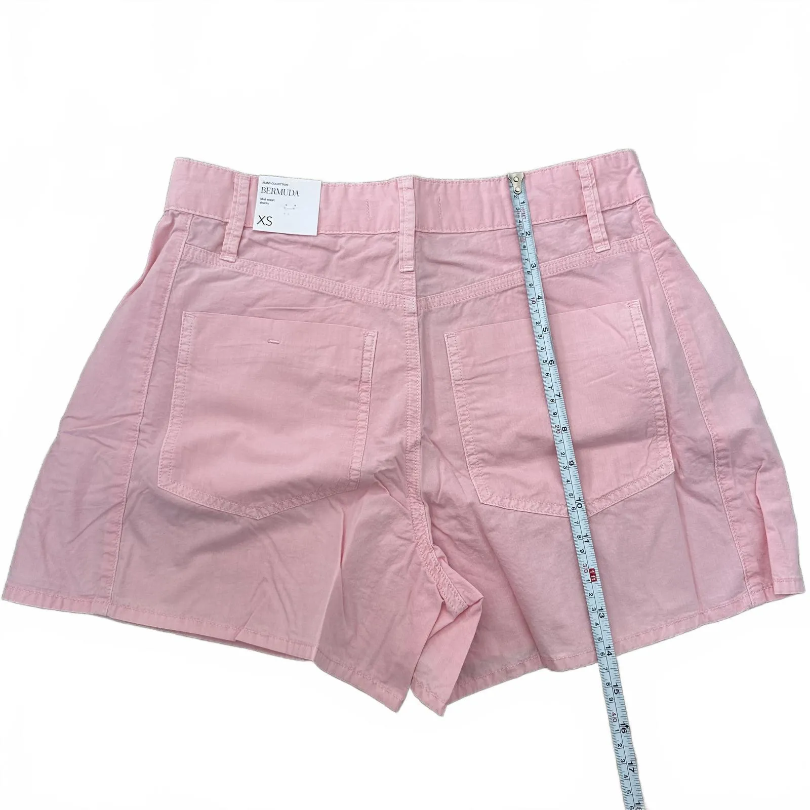 Mango Cotton Straight-Fit Denim Shorts Pastel Pink NWT XS - Image 7