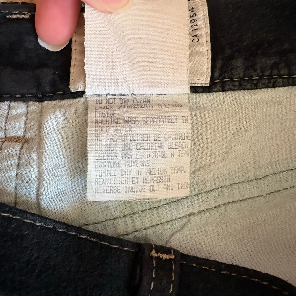 Vintage 90s Rio Collection black suede leather straight leg high rise pants Size 6 - Image 8