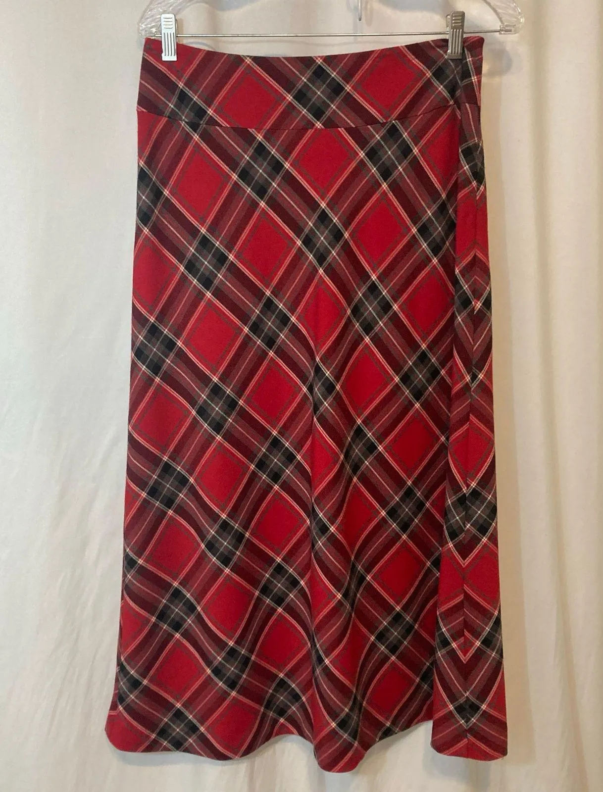 Covington Red Black White Tartan Plaid Stretch A-Line Holiday Christmas Skirt - Image 5