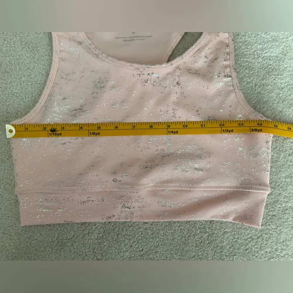 Kimberly Silver Shimmery Light Pink Bra and Leggings Yoga Set Size Medium - Image 8
