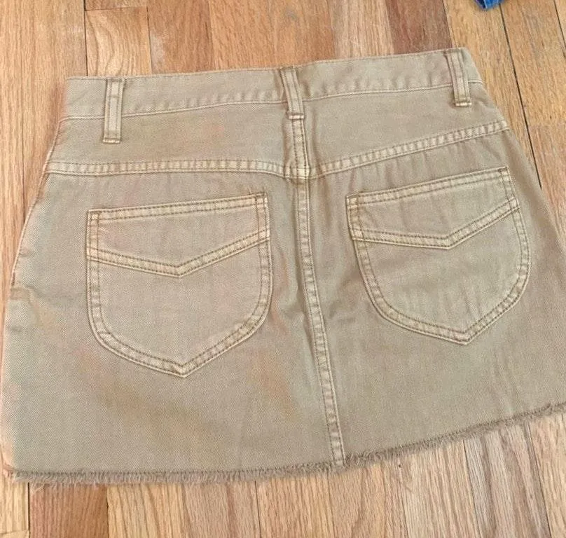 Free People Khaki Mini Skirt - Image 3