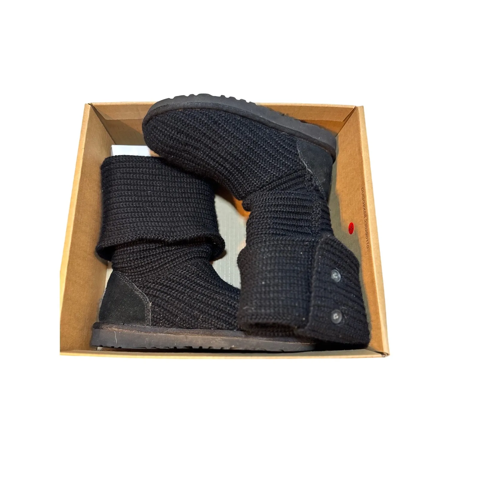 UGG Australia Black Classic CardyKnit Button Tall Boots, Size 7 - Image 2