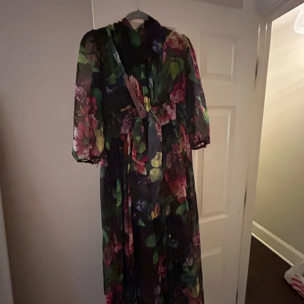 Dalia MacPhee Floral Sheer Dress Black Size L - Image 2