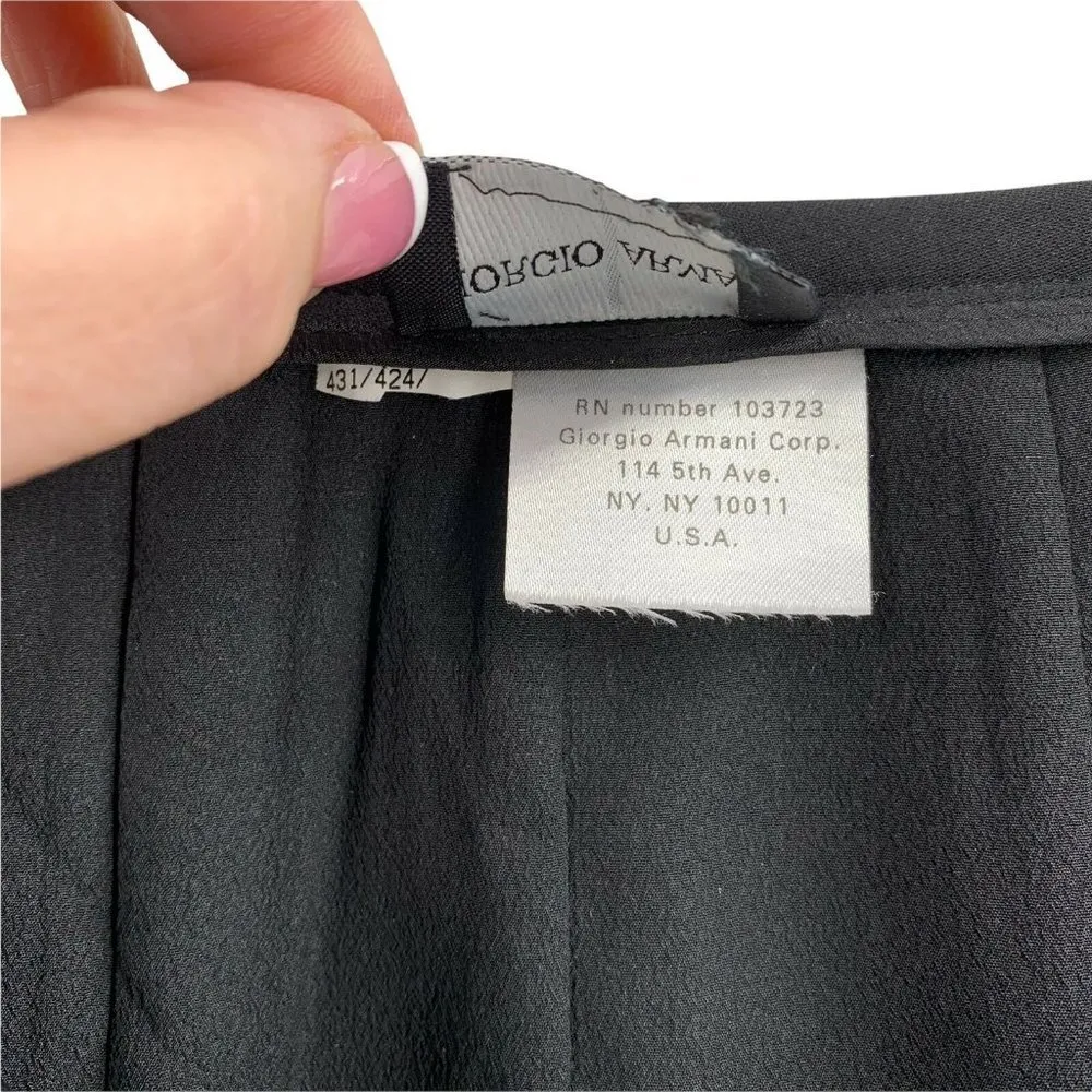 Giorgio Armani Black Wool Crepe Knee Length Pencil Skirt Size XS - Image 4