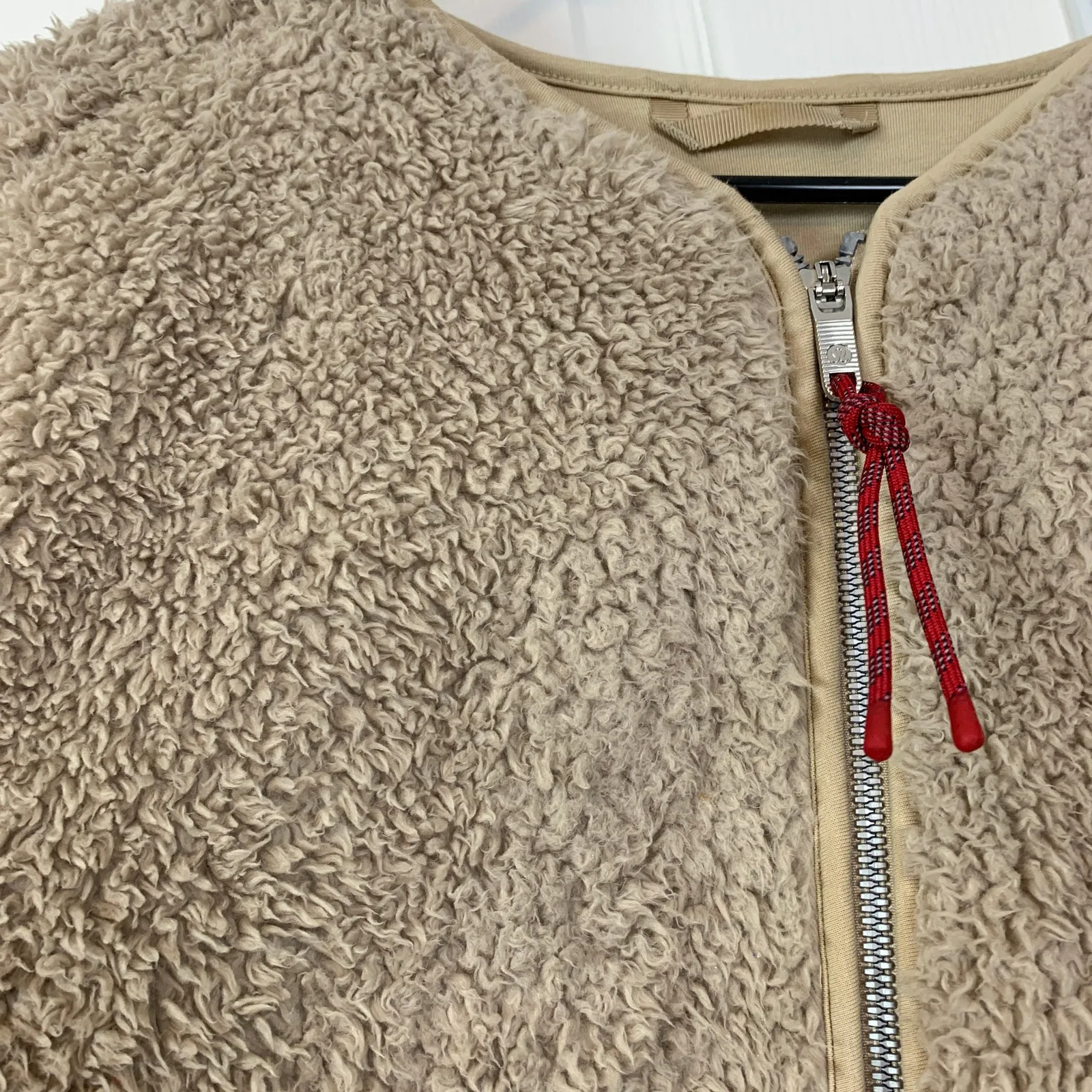 Lululemon Oh So Sherpa Fleece Full Zip Jacket Trench Tan Size 12 - Image 11