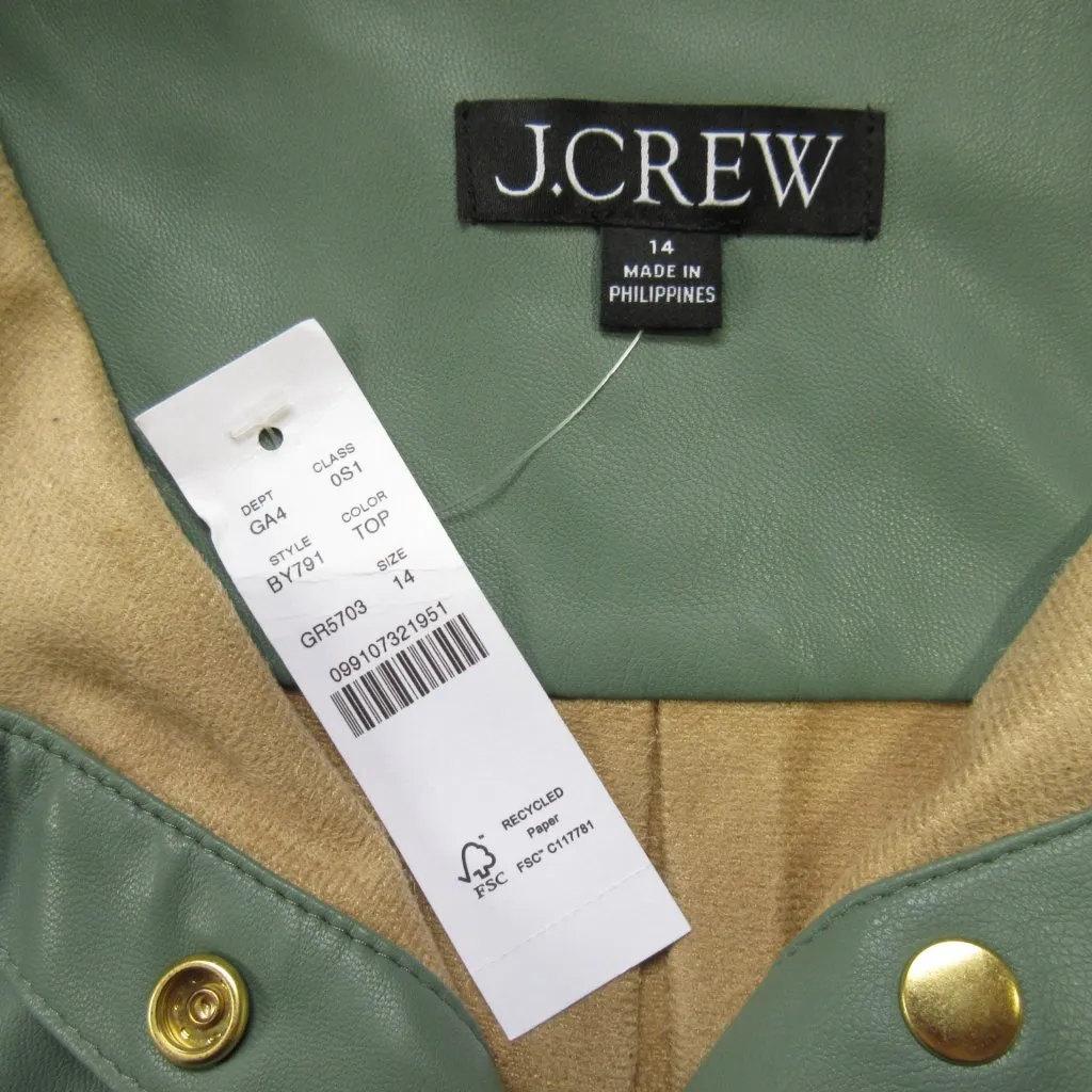 NWT J.Crew Collection Tie-waist Midi in Topiary Faux Leather Shirt Dress 14 - Image 7