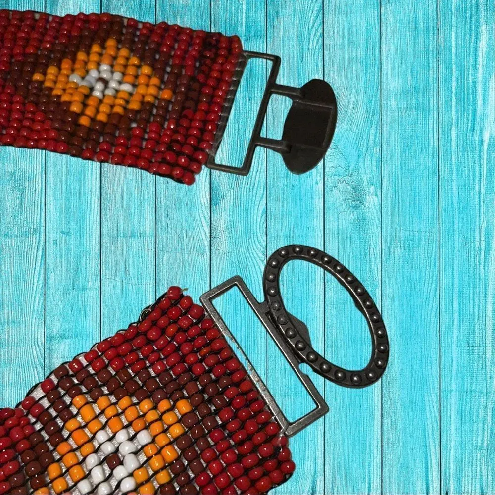 Boho style stretchy beaded belt! Orange - Image 7