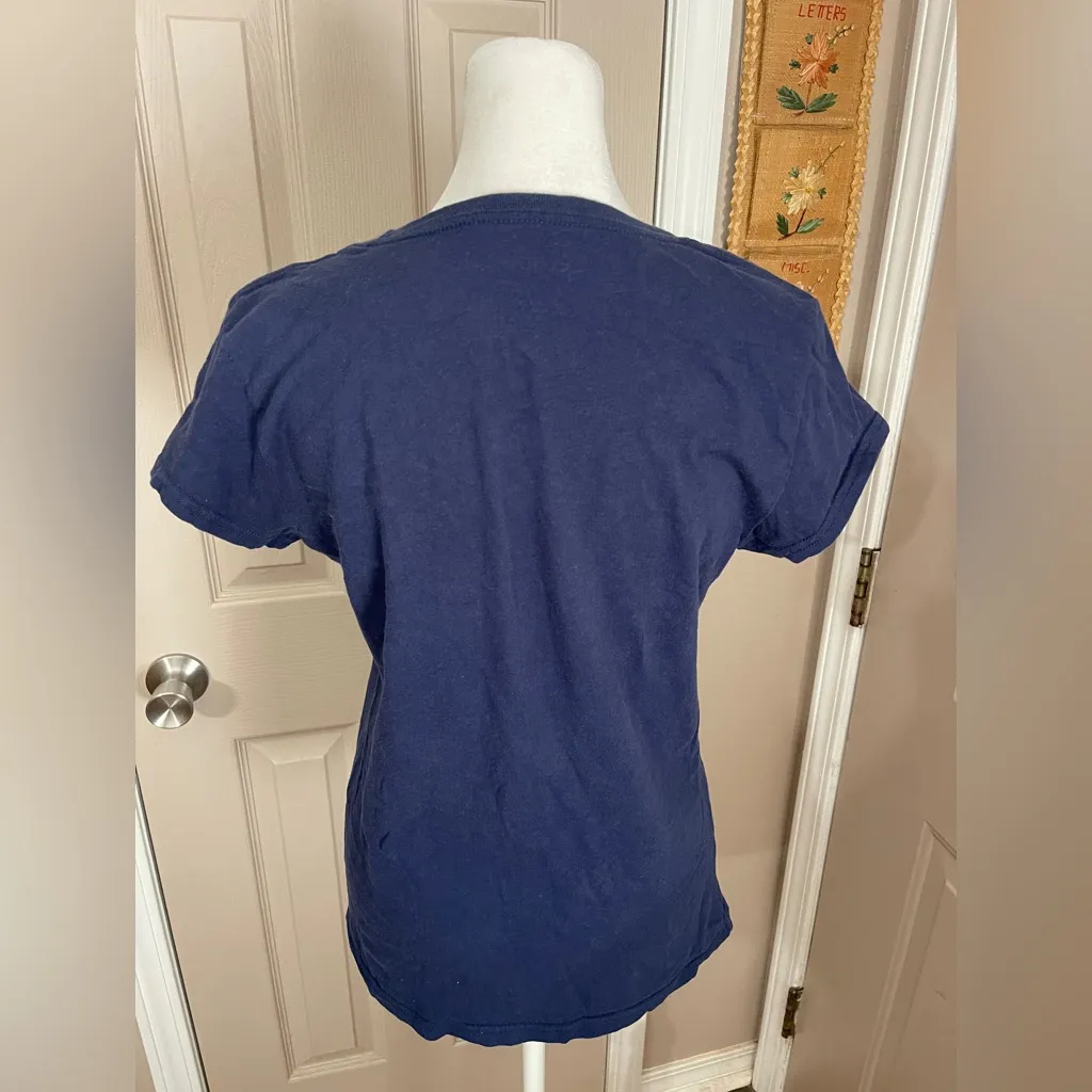 Aeropostale navy blue short sleeve round neck T-shirt silver glitter logo. XL. - Image 5