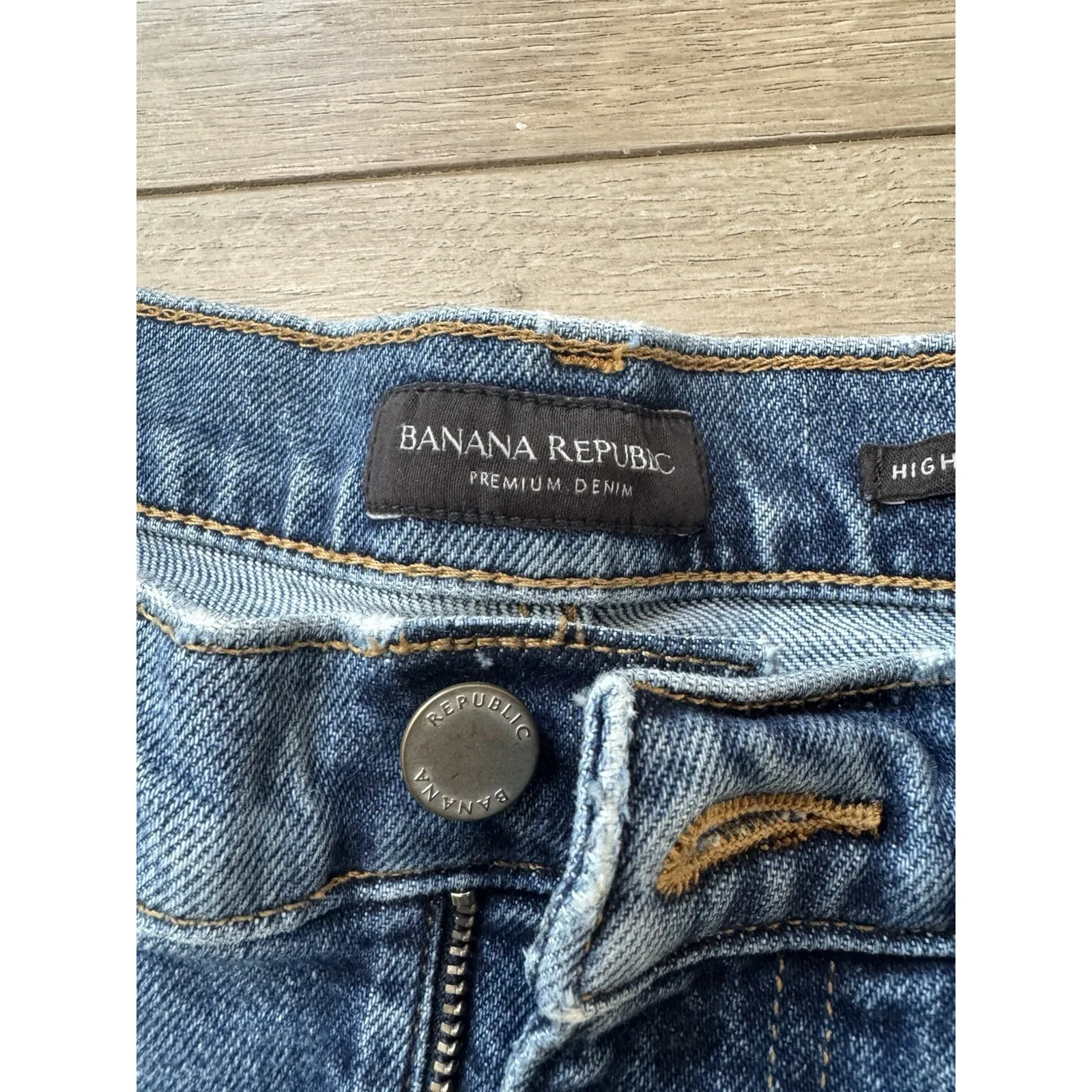 Banana Republic Womens 30 Blue Jeans High Rise‎ Straight Fit Pants Dark Wash - Image 4