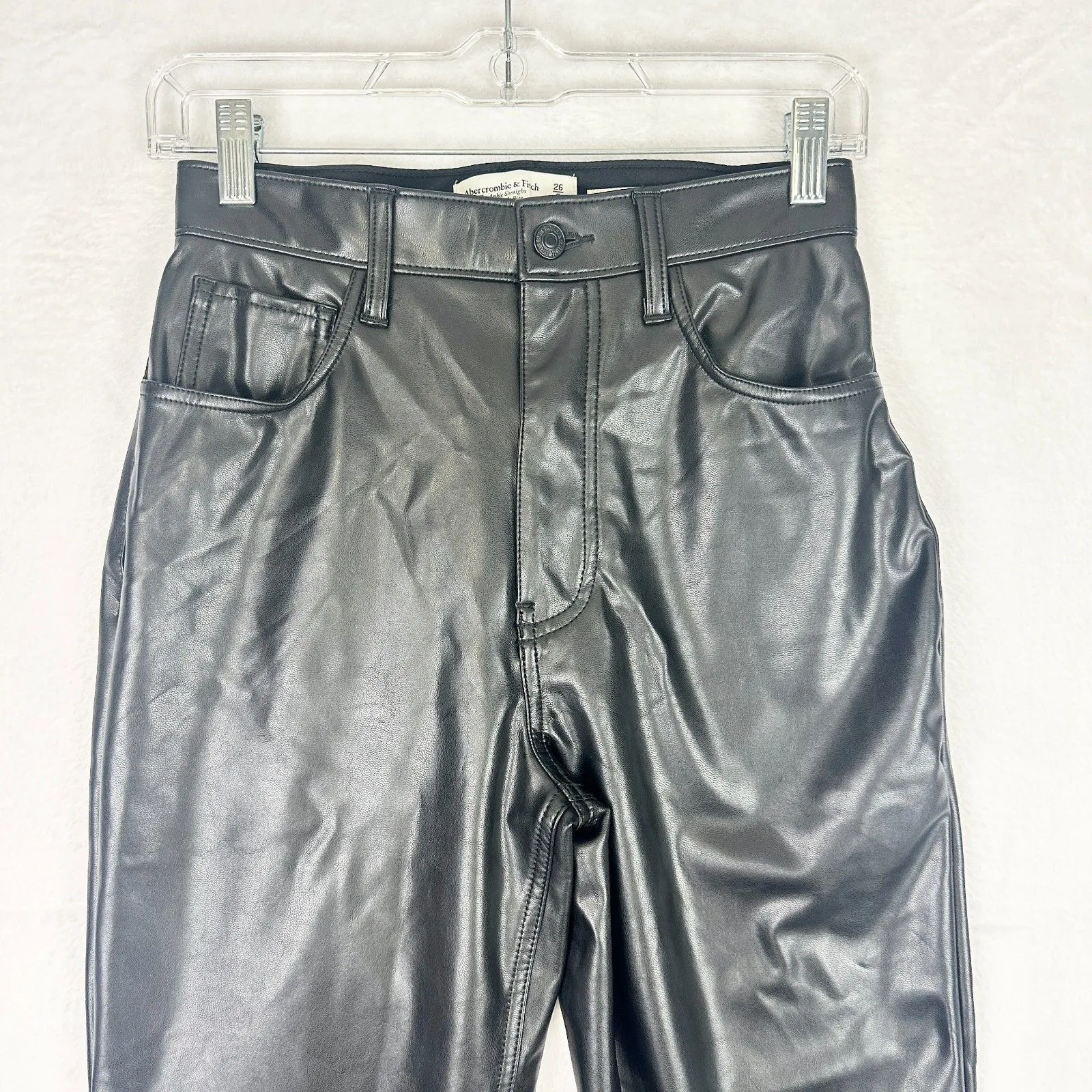 Abercrombie & Fitch Curve Love Vegan Leather Ankle Straight Pant 2 Short NWT - Image 8