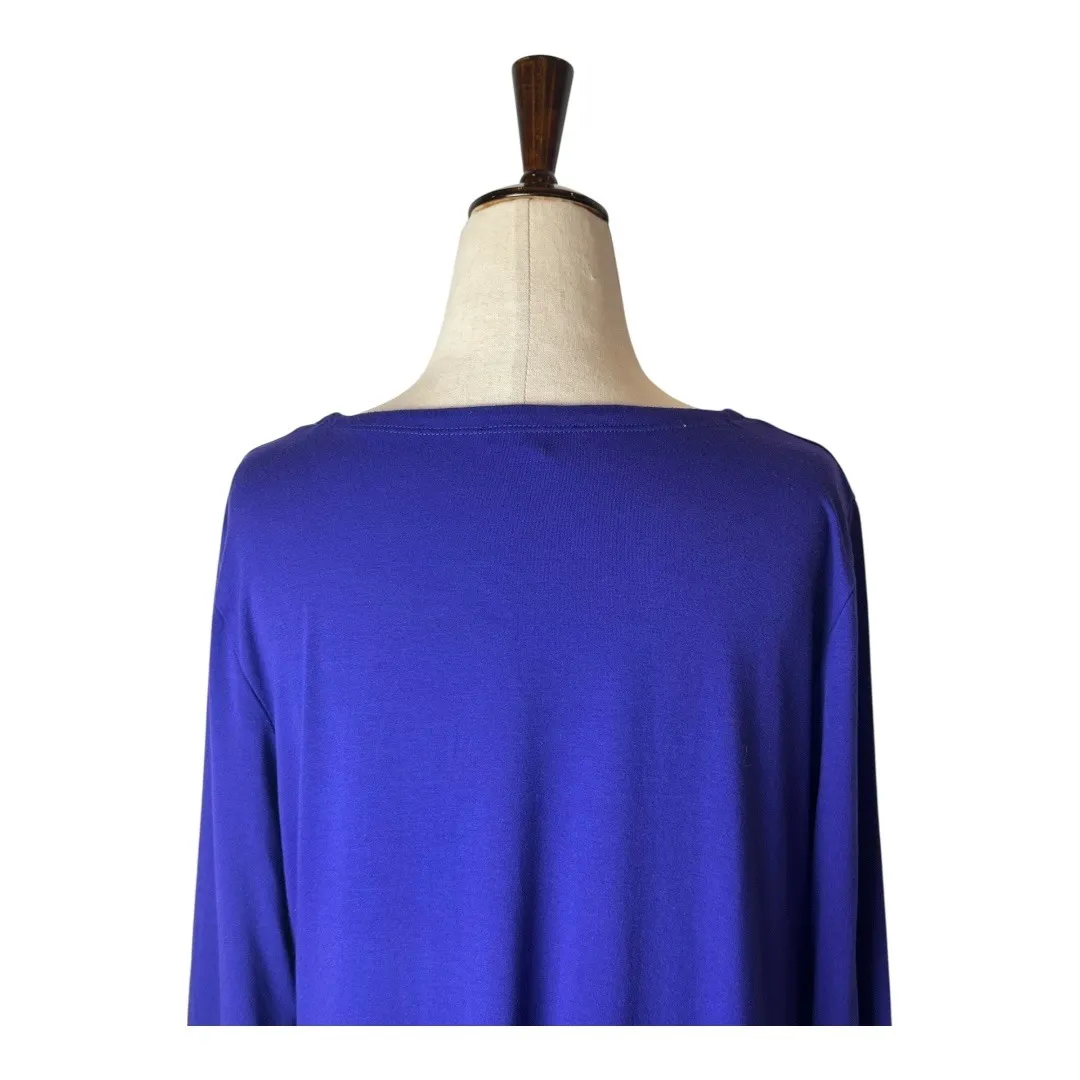 Eileen Fisher Dress Women Large Purple Long Sleeve Shift Mini‎ Preppy Mature - Image 4