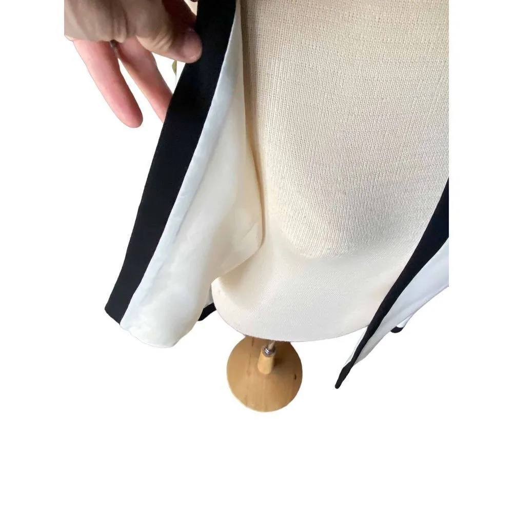 Tahari   Arthur S. Levine size 6 WHITE-BLACK SOLID SINGLE BUTTON JACKET - Image 8