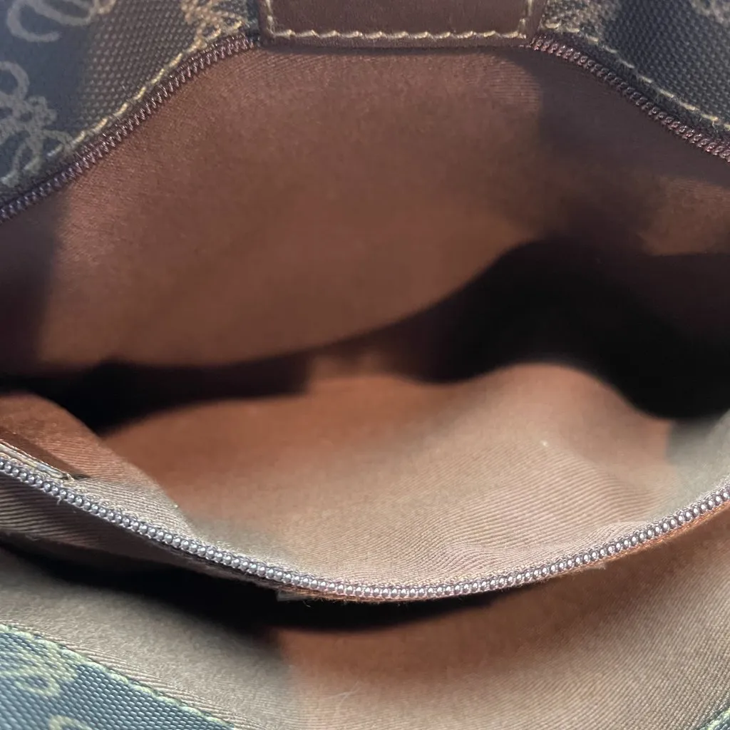 Loewe Vintage Canvas and Leather Anagram Tote - Dark Brown and Black - Preowned - Image 5