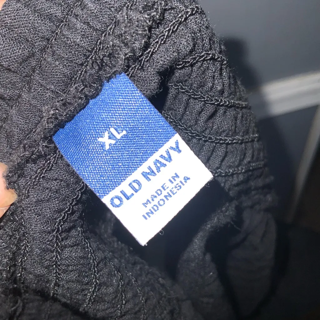 Old Navy Black Cotton Flutter-Sleeve Smocked Seersucker Swing Casual Blouse XL - Image 6