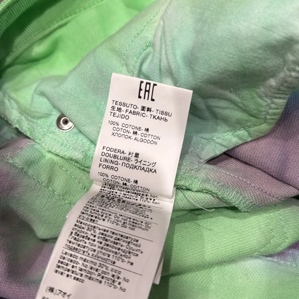 MSGM Rent The Runway Tie Dye Jeans in‎ Lime/Lilac Green Size 8 - Image 9