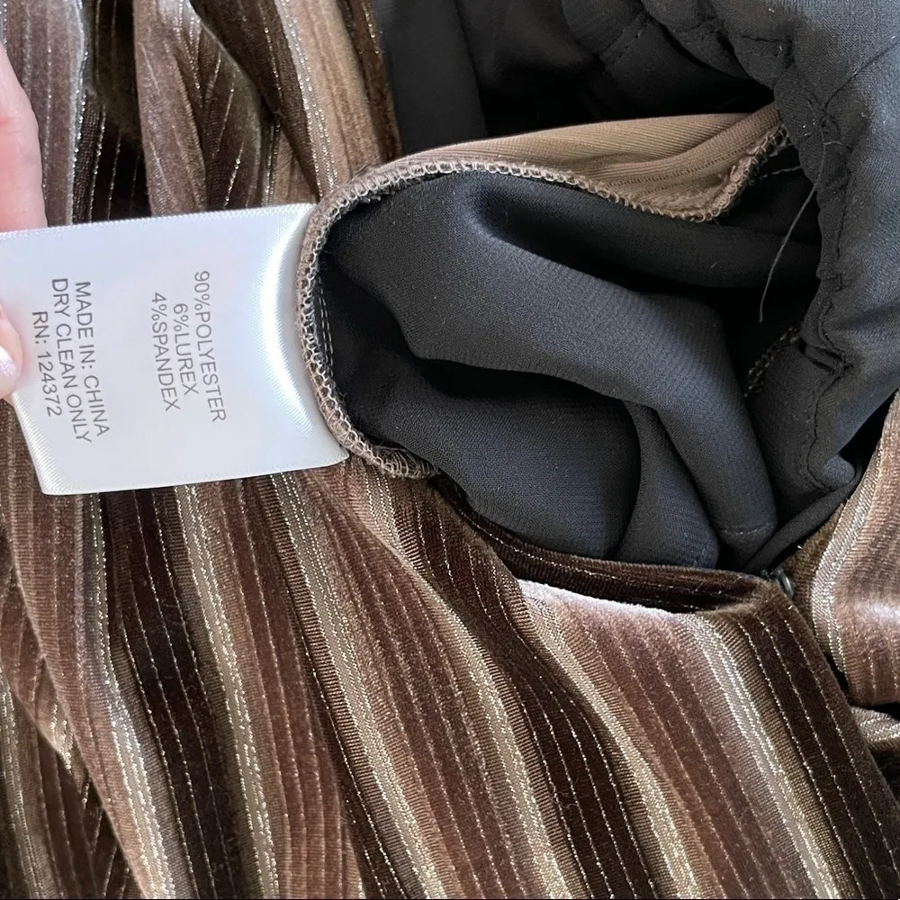 NWT MAVEN WEST Wrap Front Velvet Stripe Jumpsuit Brown Medium - Image 11