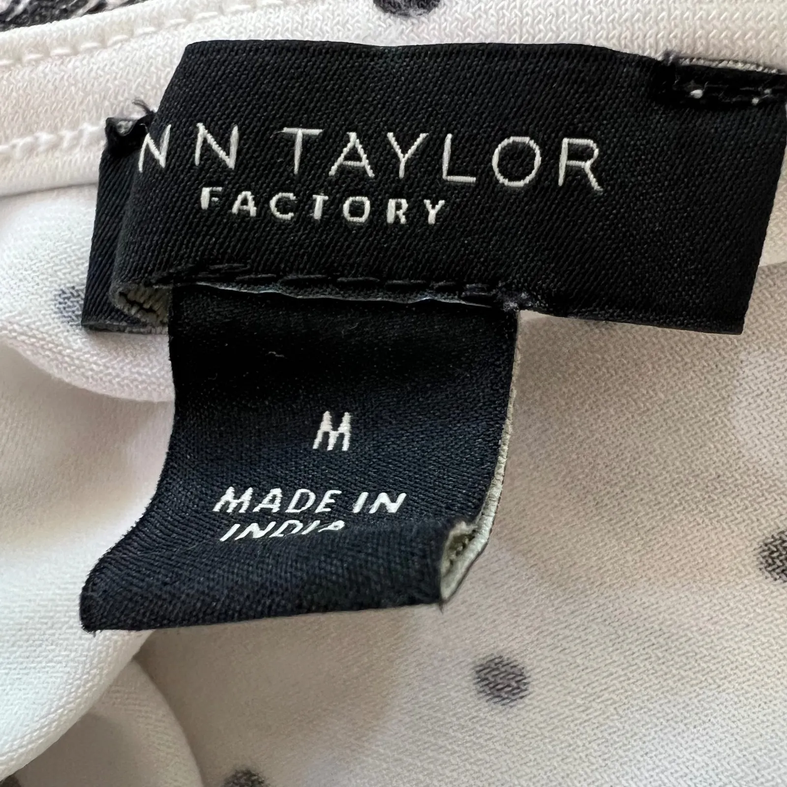 Ann Taylor Factory Polka Dot Ruffle Blouse Black White Long Sleeve Ballet Core M Size M - Image 7