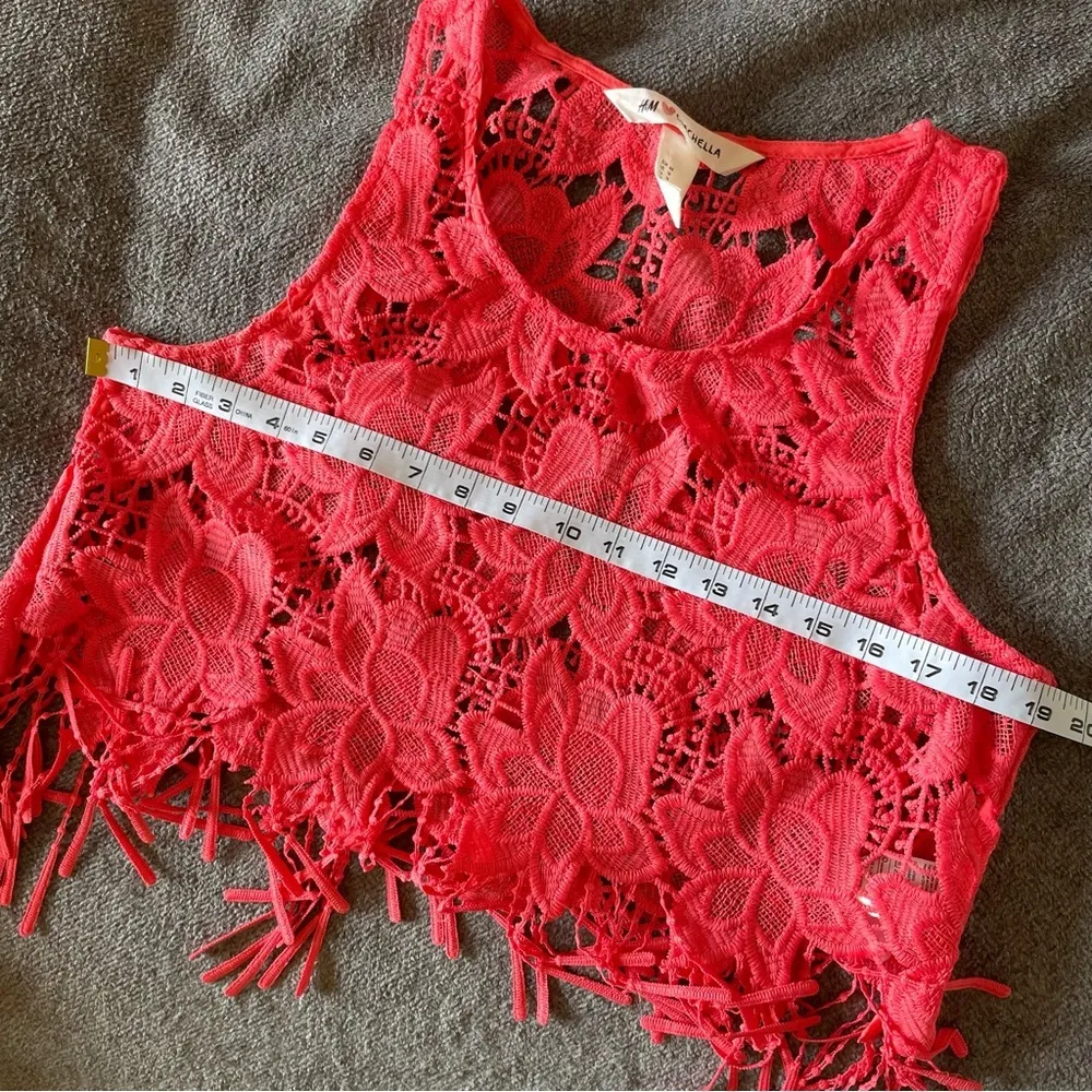 H&M Coachella Festival Bohemian Open Crochet Fringe Crop Top 14 - Image 4