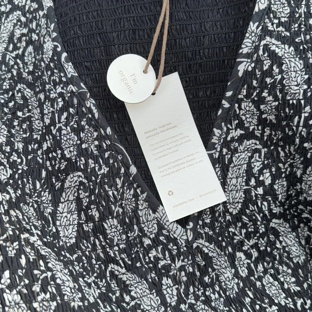 NWT Cleobella autumn midi smocked dress in paisley floral print black gold M - Image 3