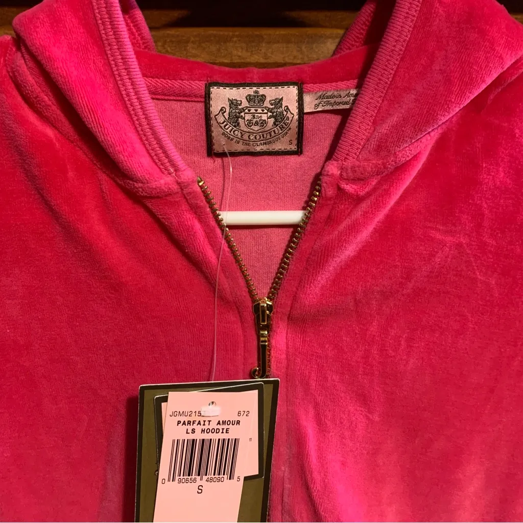 Juicy Couture Oak Gela  Parfait Amour Long Sleeve Pink Ombré Terry Hoodie Jacket - Image 5