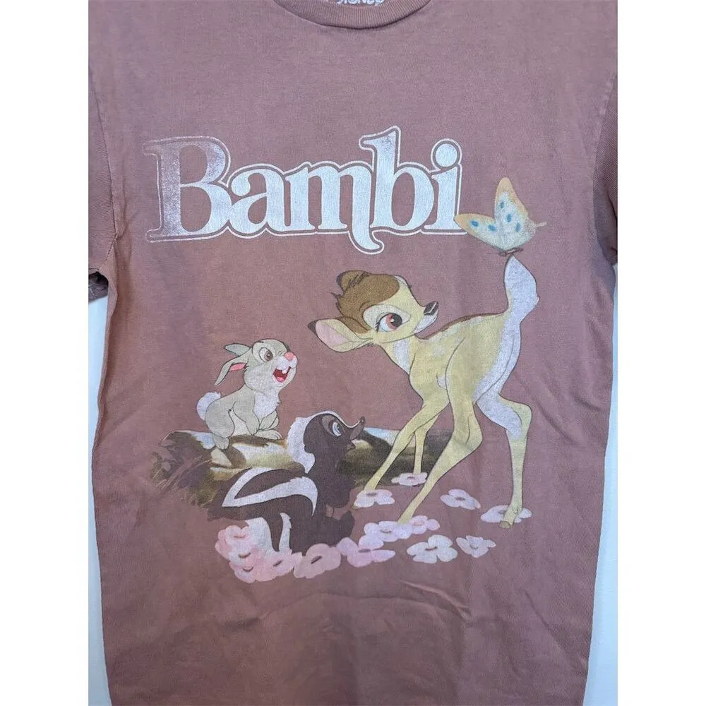 Disney Women's Bambi & Friends Graphic T-Shirt Brown Short Sleeve Size S - Image 2