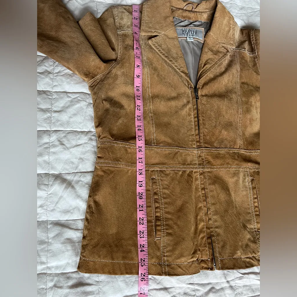 Wilsons Leather Womens Cognac Suede Collared Zip Up Jacket 90s y2k Western -XL - Image 6