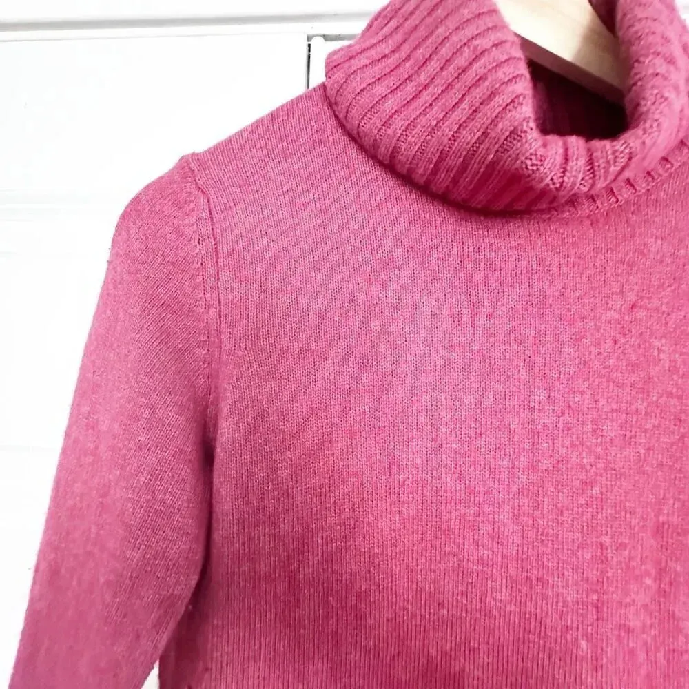 BENEDETTA B | Raspberry Pink Turtleneck Sweater Merino Cashmere Blend | Large - Image 2