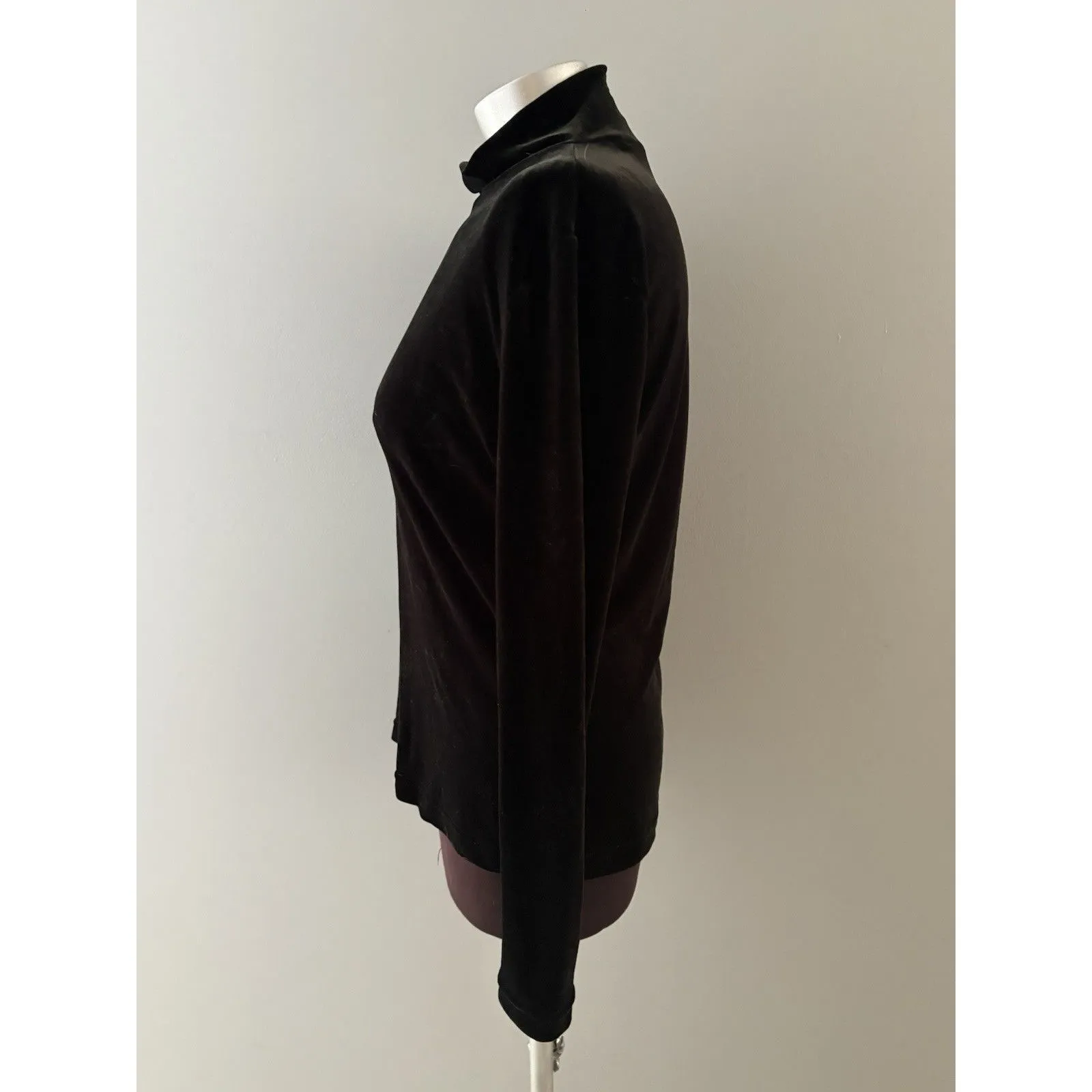 Vintage Nordstrom Velvet Mock Neck Size XL Black Minimalist Intimates Lounge - Image 4