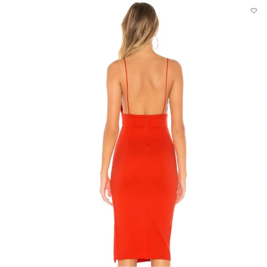 Super down red cut out midi dress - Image 2