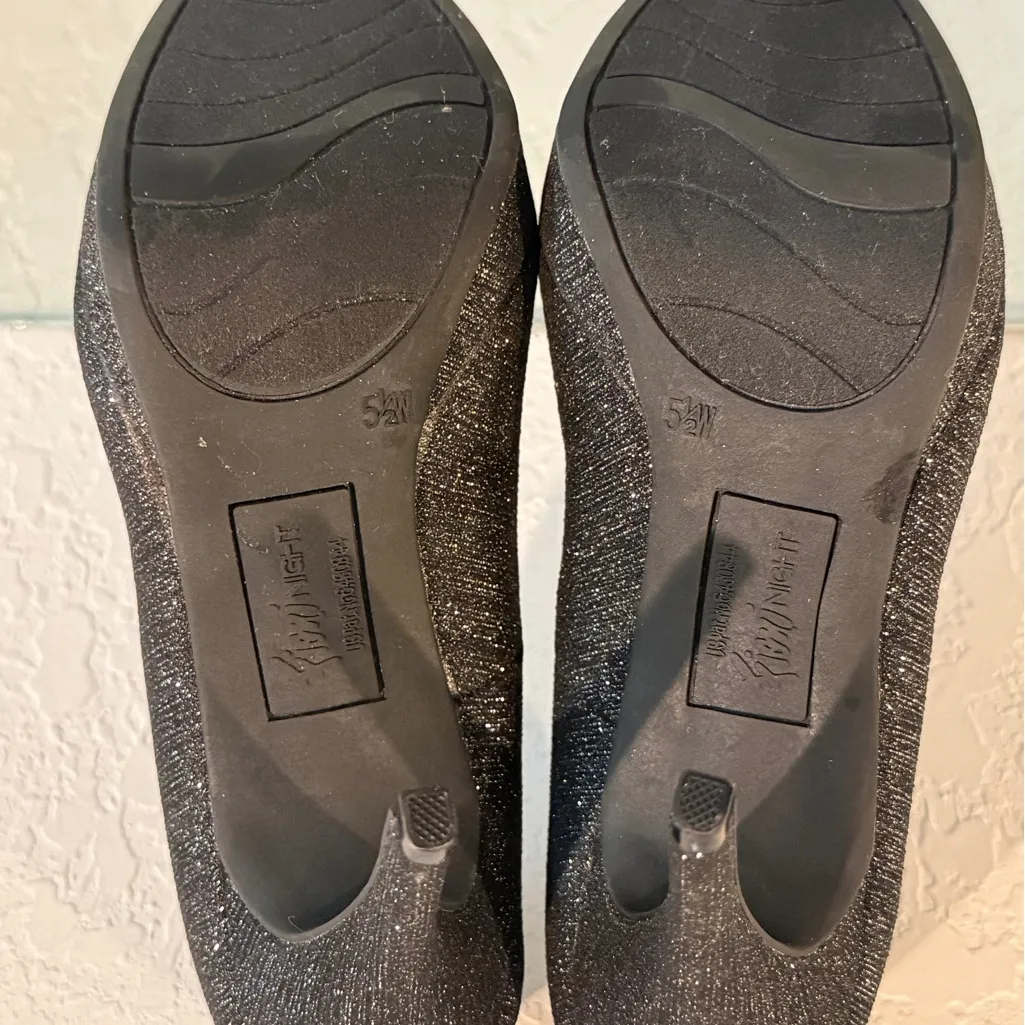 FIONI Night Black/Silver Sparkle Platform Pump Heel | Size 5 1/2 Black - Image 5