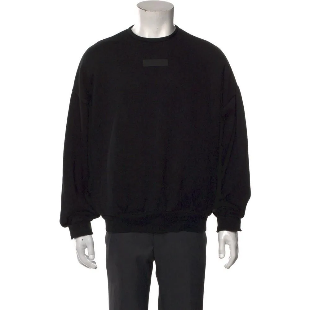 Fear of God Essentials Sweatshirt Mens Medium Black Crew Logo Patch Oversized - Image 10