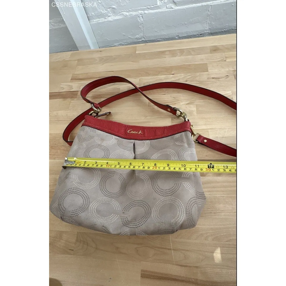 Coach Beige & Red vintage crossbody Shoulder Bag Signature - Size S - Image 5