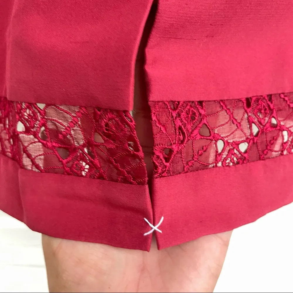 Kay Unger Womens Dress Red 100% Silk Strapless Lace Trim Cocktail Wedding 12 - Image 7