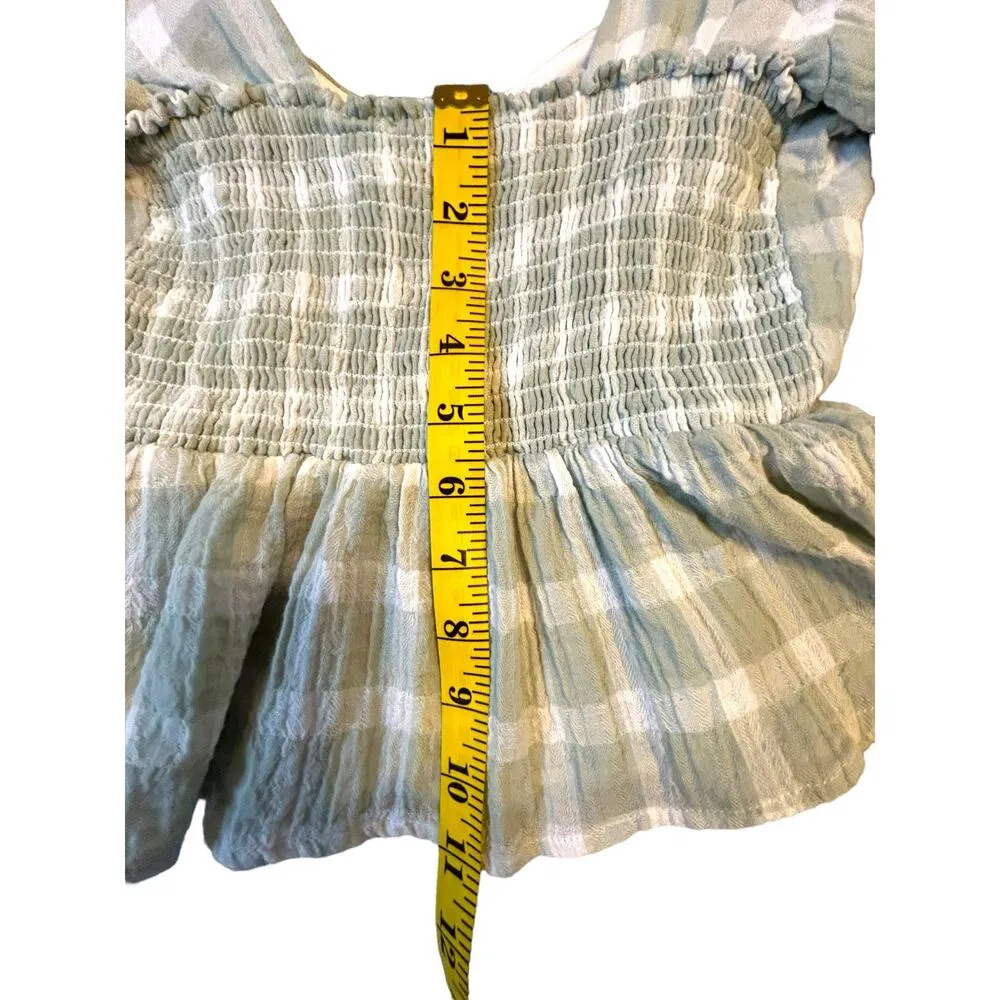 Green Plaid Angelique Top- Size M - Image 10